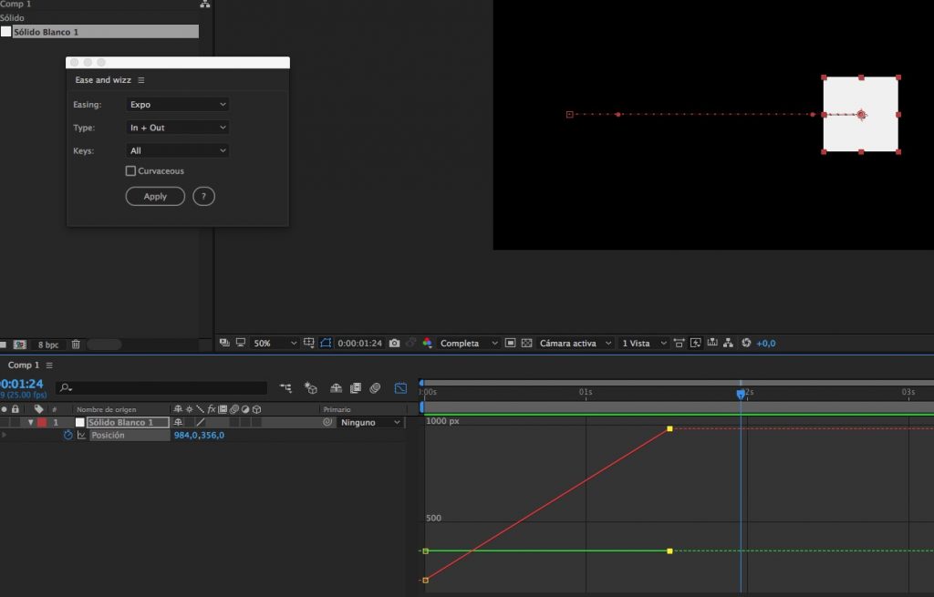 ease and wizz interpolacion lineal after effects