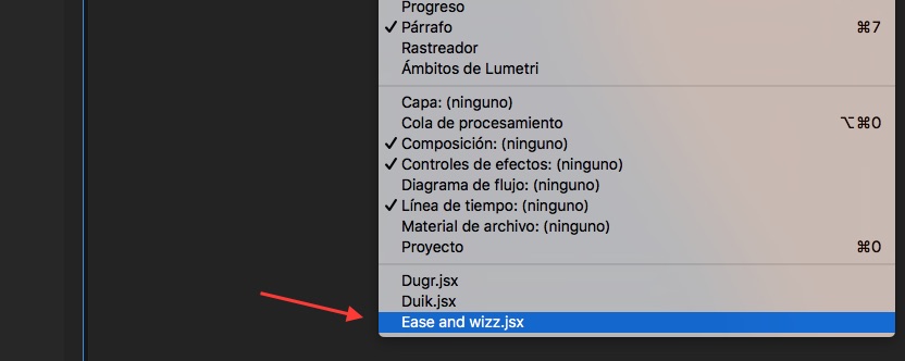 ejecutar ease and wizz en after effects